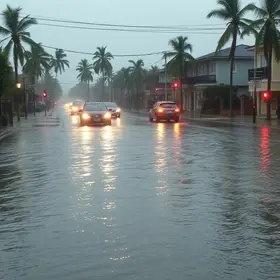 forte chuva alaga ruas em Boa Vista